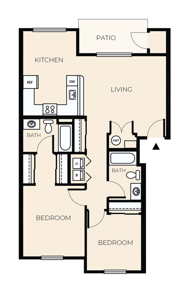 2 Bed 2 Bath  B3 G306 floor plan